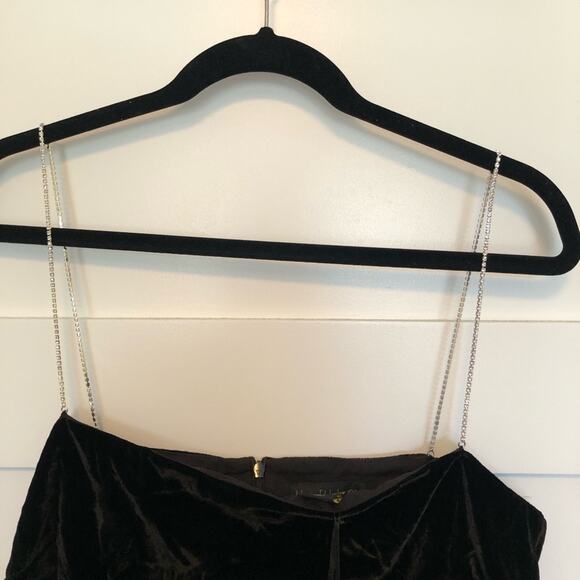 NWT House of Harlow Black Velvet Mini Dress with Crystal Straps - Picture 3 of 8